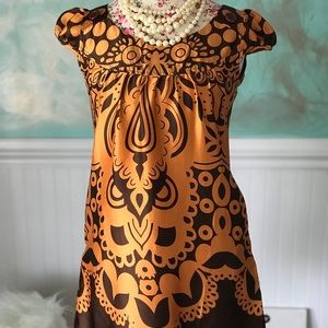 Silky Mini Dress Orange/Brown